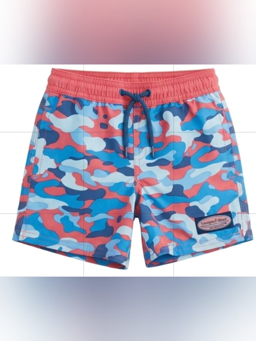 Vineyard Vines Coral, Light Blue & Navy Camo Swim Trunks